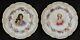 Pair Antique French Sevres 8 ¼ Por Plates With King Louis Xiv & Marie Antoinette