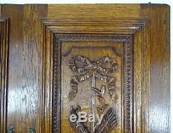 Pair Antique French Solid Oak Carved Wood Door/Panel Louis XVI Torch Quiver
