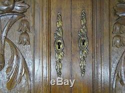 Pair Antique French Solid Oak Carved Wood Door/Panel Ribbon Louis XVI