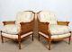 Pair French Bergere Armchairs 2 Lounge Chairs Vintage Canework Louis Xvi