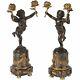Pair French Bronze And Marble Louis Xvi Clodion Style Candelabras