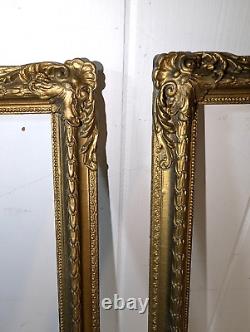 Pair Gorgeous Antique Gold Gilt Louis French Baroque Wood Frames Ea Fits 10x12