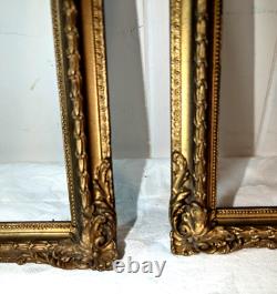 Pair Gorgeous Antique Gold Gilt Louis French Baroque Wood Frames Ea Fits 10x12