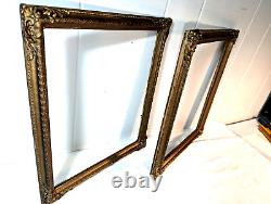 Pair Gorgeous Antique Gold Gilt Louis French Baroque Wood Frames Ea Fits 10x12