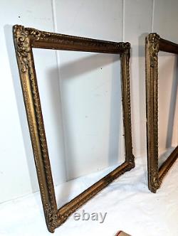 Pair Gorgeous Antique Gold Gilt Louis French Baroque Wood Frames Ea Fits 10x12