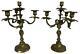 Pair Large French Louis Xv Rococo Bronzed Ormolu 4-light Candelabra Candlesticks