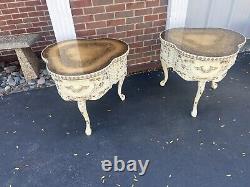 Pair Of Antique French Louis XV Roccoco Bronze Glass Top Three Sided Ornate Gold