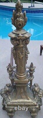 Pair Of Antique Ornate French Brass/Bronze Andirons/Firedogs