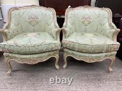 Pair Of Baker Furniture French Louis XV Style Bergere Chairs