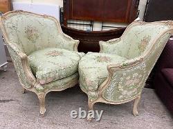 Pair Of Baker Furniture French Louis XV Style Bergere Chairs