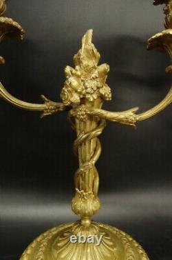 Pair Of Candleholders Intertwined Louis XVI Style 19th Bronze French Antique