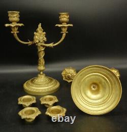 Pair Of Candleholders Intertwined Louis XVI Style 19th Bronze French Antique