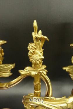Pair Of Candleholders Lamps, Louis XV Style, Era 19th Bronze French Antique