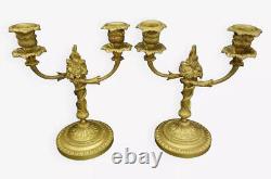 Pair Of Candleholders Louis XVI Style Era 19th Bronze French Antique