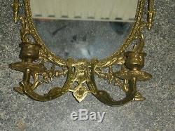 Pair Of Chic French Louis 16 Style Candelabra Wall Mirrors