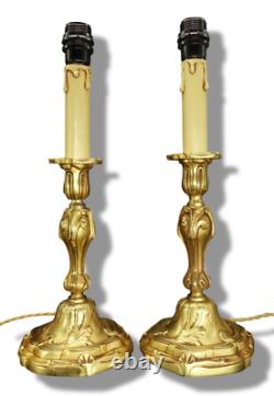 Pair Of Lamps Louis XV Style Bronze Lucien Gau, Paris French Antique