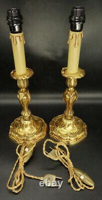 Pair Of Lamps Louis XV Style Bronze Lucien Gau, Paris French Antique