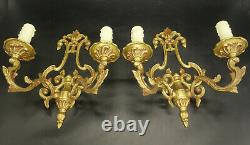 Pair Of Sconces Cage, Louis XV Style Bronze French Antique