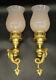 Pair Of Sconces Dolphins Decor Louis Xiv Style Bronze & Glass French Antique