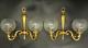 Pair Of Sconces Frosted Globes Louis Xvi Style Bronze L. Gau French Antique