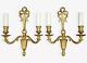 Pair Of Sconces Knot Decor Louis Xvi Style Bronze French Antique