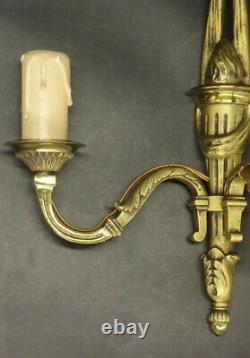 Pair Of Sconces Knot Decor Louis XVI Style Bronze French Antique