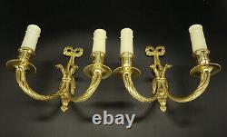 Pair Of Sconces, Knots & Eagle Heads, Louis XVI Style Bronze French Antique