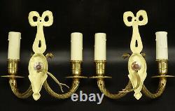 Pair Of Sconces, Knots & Eagle Heads, Louis XVI Style Bronze French Antique