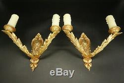 Pair Of Sconces Louis XV Style Bronze French Antique