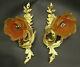Pair Of Sconces Louis Xv Style Early 1900 Bronze & Glass French Antique