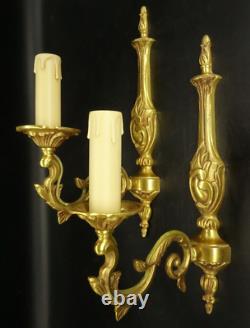 Pair Of Sconces Louis XV Style Lumalux Paris Bronze French Antique