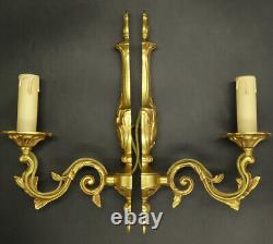 Pair Of Sconces Louis XV Style Lumalux Paris Bronze French Antique