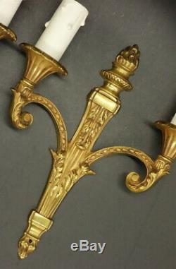 Pair Of Sconces Louis XVI Style Bronze French Antique
