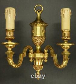 Pair Of Sconces Louis XVI Style Bronze French Antique