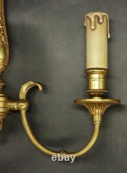Pair Of Sconces Louis XVI Style Bronze French Antique