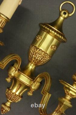 Pair Of Sconces Louis XVI Style Bronze French Antique