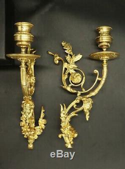 Pair Of Sconces, Louis XVI Style, Era 19th Bronze French Antique