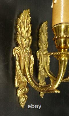 Pair Of Sconces Louis XVI Style Hettier & Vincent Bronze French Antique