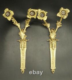Pair Of Sconces, Ram Heads, Louis XVI Style End 19th Bronze French Antique
