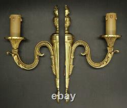 Pair Of Sconces Torch Urn Decor Louis XVI Style Bronze French Antique