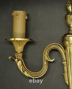 Pair Of Sconces Torch Urn Decor Louis XVI Style Bronze French Antique