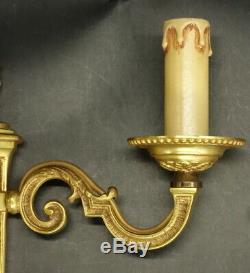 Pair Of Sconces, Torches Decor, Louis XVI Style Bronze French Antique