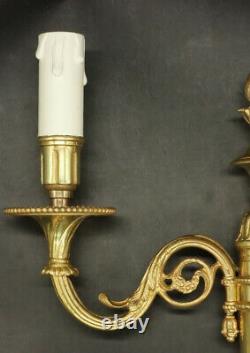 Pair Of Sconces With 1 Light, Louis XVI Style Bronze French Antique