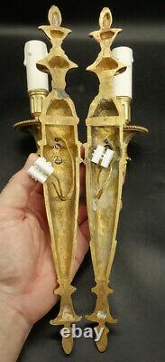 Pair Of Sconces With 1 Light, Louis XVI Style Bronze French Antique