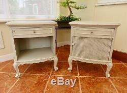 Pair Of Vintage French Painted Bedside Cabinets Louis XV Style Circa 1960