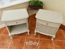 Pair Of Vintage French Painted Bedside Cabinets Louis XV Style Circa 1960