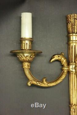 Pair Sconces, Eagles, Louis XVI Style Petitot France Bronze French Antique