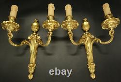 Pair Sconces Torch Urn Decor Louis XVI Style Era 19th Bronze French Antique