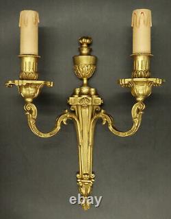 Pair Sconces Torch Urn Decor Louis XVI Style Era 19th Bronze French Antique