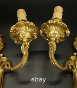 Pair Sconces Torch Urn Decor Louis XVI Style Era 19th Bronze French Antique